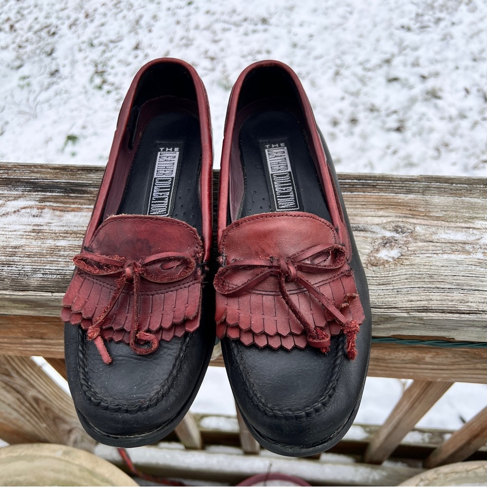 The Leather Collection Black & Brown Leather Loafer Size 10
